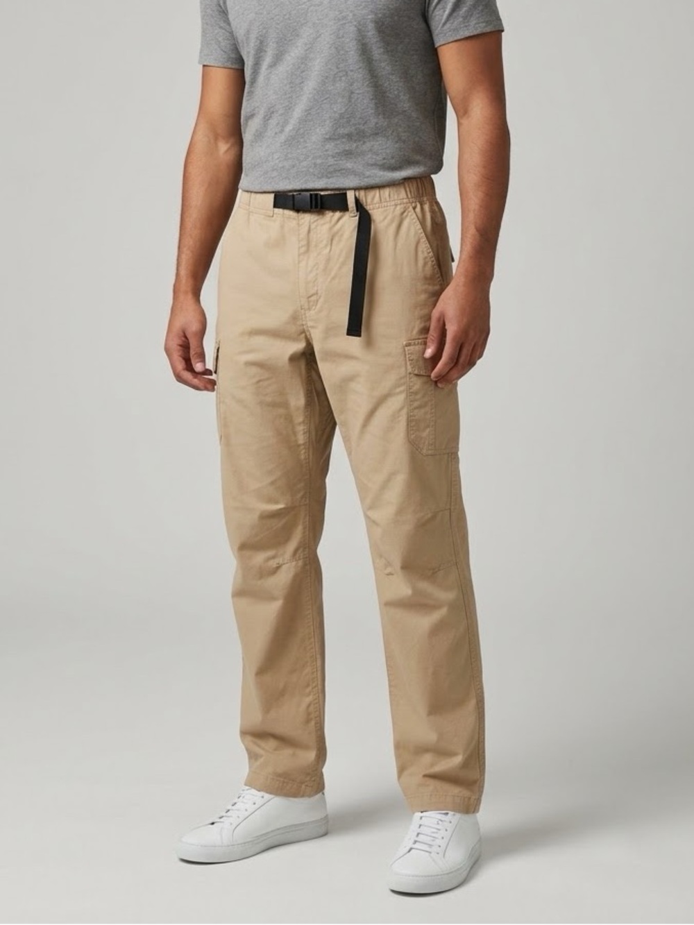 Eddie Bauer Tan Cargo Pants with Black Webbing Belt 2XL